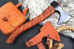 handmade high carbon steel tomahawk , hatchet, axe , integral full tang axe -395