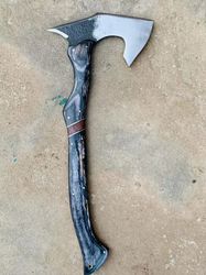 handmade carbon steel custom viking eagle art hatchet camping axe