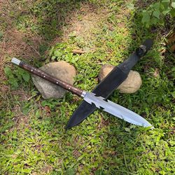 handmade carbon steel hunting-spear full tang leaf spring sword with sheath christmas gift