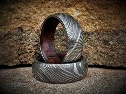 handmade damascus ring, engagement ring, man wedding ring, men promise ring, wedding band, unisex rings damascus jewelry