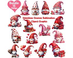 valentines gnomes sublimation clipart graphic