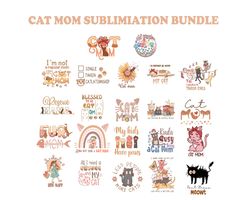 cat mom sublimation bundle, mother day png, mother day design