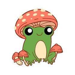 frog mushroom svg, frog with mushroom hat cute cottagecore aesthetic svg, mushroom frog svg, cute fr