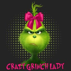 crazy grinch lady bow pink png, christmas grinch png, preppy grinch png