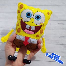 felt sponge bob pattern pdf felt toy pattern felt ornaments sponge bob felt pdf sewing pattern digital pattern