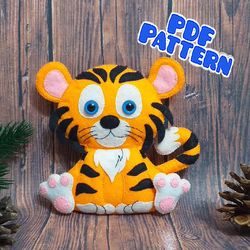 felt tiger pattern pdf felt tiger ornament felt animals pattern sewing pattern tiger pattern felt felt safari animal