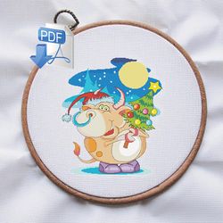 christmas cow cross stitch pattern animals cross stitch pattern christmas cross stitch pattern cross stitch pattern pdf