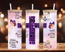 i can do all things through christ / digital art/ ai image - 25 oz glass-can tumbler wrap - sublimation design