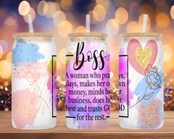 a woman who prays -16oz libbey/ can tumbler png file -daily motivation/ affirmation -sublimation design