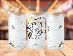 queen bee wrap -16oz libbey/ can tumbler png file -sublimation design