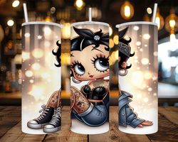 20 oz skinny tumbler wrap - rocker betty boop tumbler wrap- sublimation design - png file