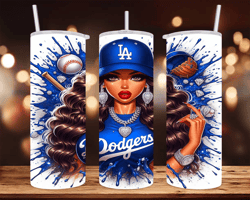 dodgers girl- 20 oz skinny tumbler wrap - sublimation design - png file