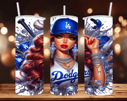 l.a.dodgers girl- 20 oz skinny tumbler wrap - sublimation design - png file