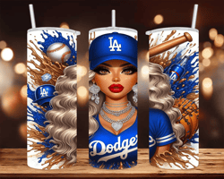 cute l.a.dodgers girl- 20 oz skinny tumbler wrap - sublimation design - png file