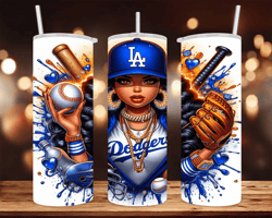 cute dodgers girl- 20 oz skinny tumbler wrap - sublimation design - png file