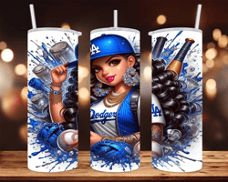 dodgers girl wrap - 20 oz skinny tumbler wrap - sublimation design - png file