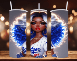 cute dodgers girl wrap - 20 oz skinny tumbler wrap - sublimation design - png file