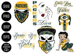 green bay packers bundle-layered digital downloads for cricut, silhouette etc.. svg| eps| dxf| png| files