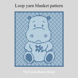 hippo baby loop yarn finger knitted blanket pattern pdf