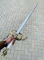 hand forged highlander sword (salamanca sword with scabbard) owned by peter damon