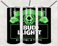 bud light alien 20oz skinny tumbler design