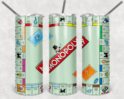 monopoly board 20oz skinny tumbler design