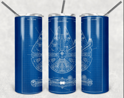 millennium falcon blueprint 20oz skinny tumbler design