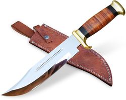 bowie knife with sheath 15 inch mirror polished d2 stainless steel bowie knife - razor sharp custom bowie knife