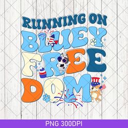 retro running on bluey and iced coffee png, bluey bingo birthday gift png, running on bluey png, bluey mothers day png