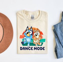 dance mode bluey vintage style unisex tshirt, bluey family retro shirt, happy fathers day shirt, gift for her, gift for