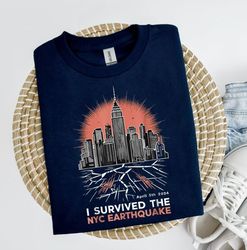 vintage i survived the nyc earthquake retro design tee, nyc tshirt, new york city earthquake 2024 shirt