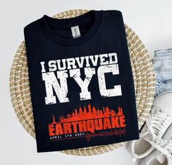 i survived the nyc earthquake cityscape vintage unisex classic tee, nyc tshirt, new york city earthquake 2024 shirt, for