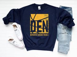 denver basketball team retro vintage navy sweatshirt, denver basketball retro shirt, basketball sweatshirt, gifts for fa