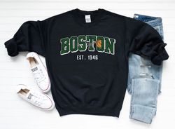 vintage boston basketball team est 1946 retro black sweatshirt, boston basketball retro shirt, boston sports shirt, bask