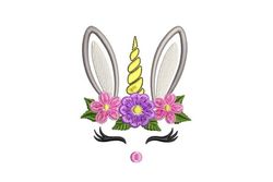 easter bunny unicorn embroidery design