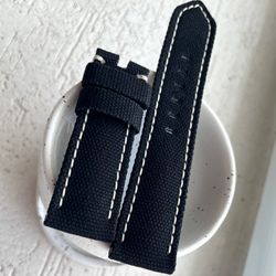 black canvas double rolled strap with padding