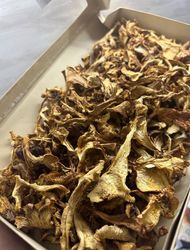 dried chanterelles, dried mushrooms a natural product, cooking, 100 gr