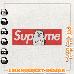 supreme funny cat embroidery designs