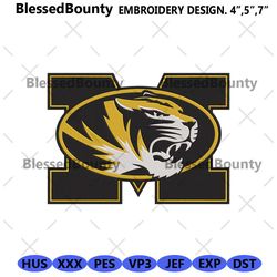 missouri tigers embroidery design, ncaa embroidery designs, missouri tigers embroidery instant file