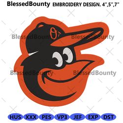 baltimore oriles mlb baseball bird head hat symbol logo machine embroidery design