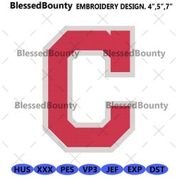 cleveland guardians letter c varsity machine embroidery design