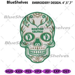 nba boston celtics skull logo machine embroidery files, boston celtics embroidery design, boston celtics embroidery desi