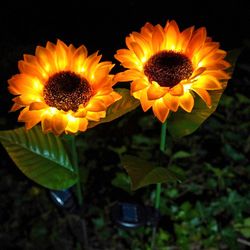 solar powered sunflower garden stake lights