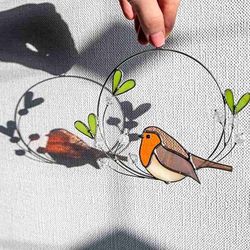 birds stained window panel hangings