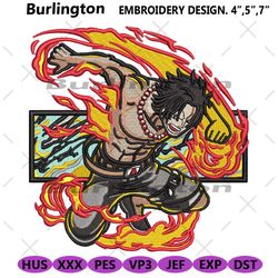 portgas d ace fire embroidery anime one piece