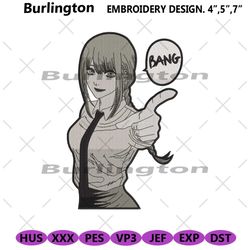 makima bang embroidery design anime chainsaw man digital download