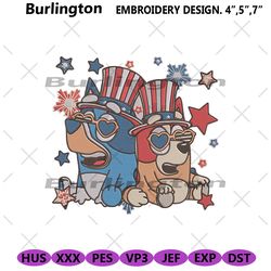 bluey bingo 4th july embroidery design files