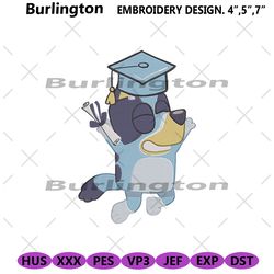 bluey graduation embroidery design files