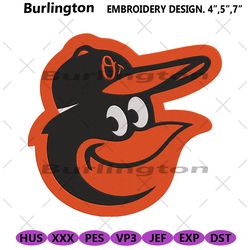 baltimore oriles mlb baseball bird head hat symbol logo machine embroidery design