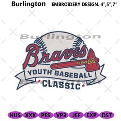 atlanta braves youth baseball classic logo machine embroidery digitizing